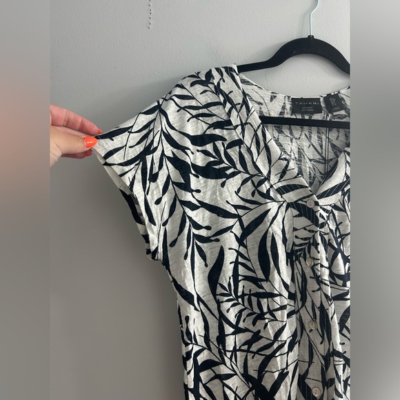 NWT tahari linen black and white button up - Picture 2 of 6